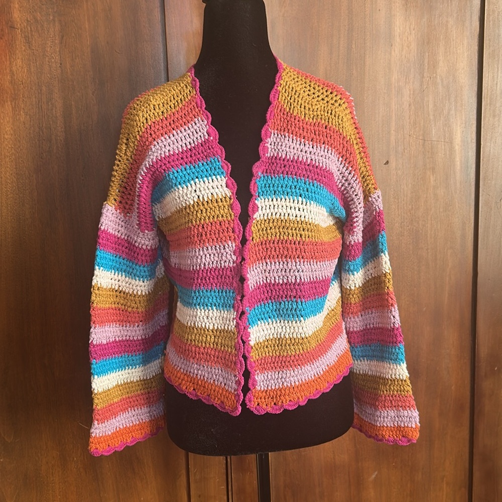 Colorful Vintage Crochet Cardigan